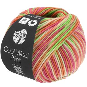 Lana Grossa COOL WOOL  Print | 823-vert clair/oeillet rose/orange/pêche