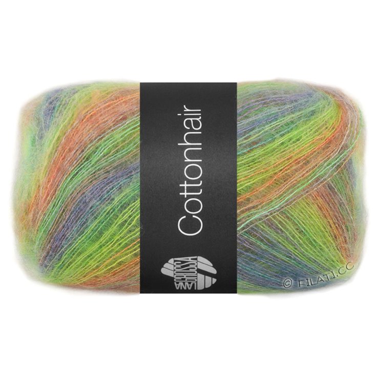 Lana Grossa COTTONHAIR | 102-orange/vert/vert jaune/violet bleu/brun gris