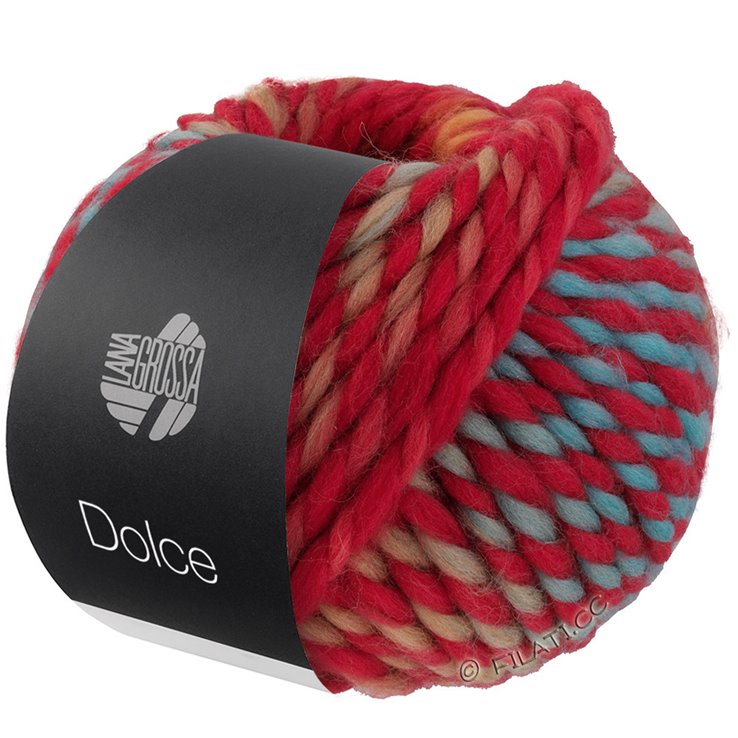 Lana Grossa DOLCE | 09-rouge/pétrole clair/orange rouille/rouge fraise