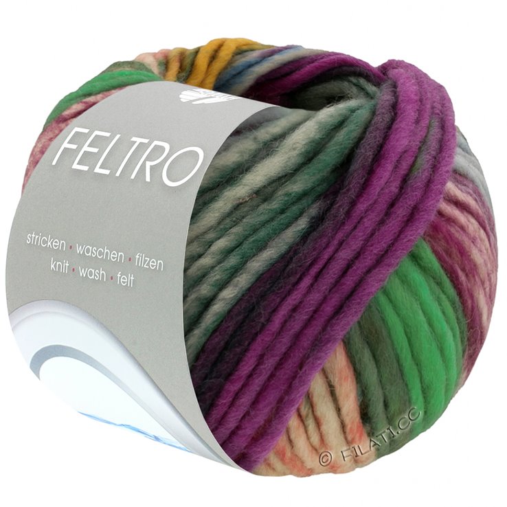 Lana Grossa FELTRO Bosco | 722-jaune/saumon/émeraude/mûre/gris vert/violet rouge/jean
