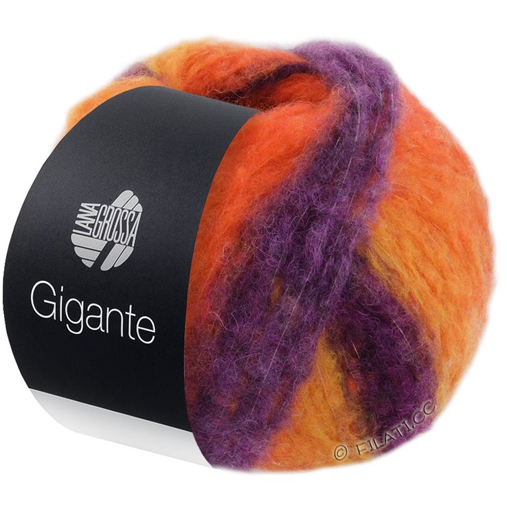 Lana Grossa GIGANTE | 02-violet foncé/jaune/gris pourpre/orange/violet bleu
