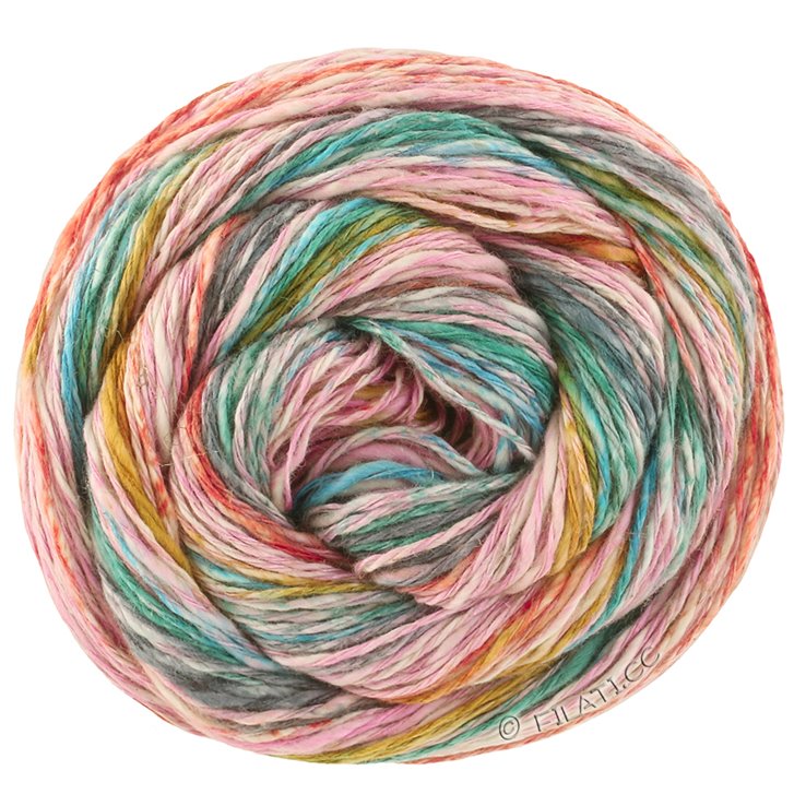 Lana Grossa GOMITOLO CALIFORNIA | 3041-rose/moutarde/turquoise/vert foncé/bleu gris/rouille