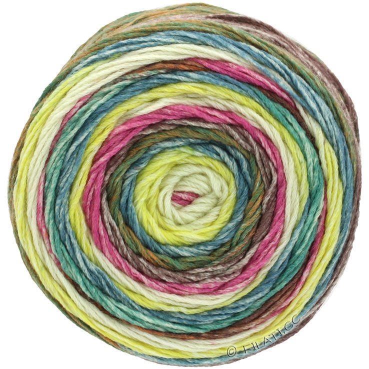 Lana Grossa GOMITOLO MEILENWEIT | 4012-vert clair/vert turquoise/pétrole/brun foncé/rose vif/orange/jaune citrus