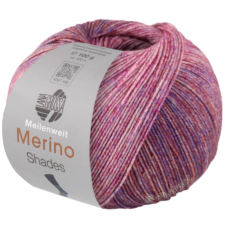 Lana Grossa MEILENWEIT 100g Merino Extrafine Shades | 7224-rose/rose vif/ocre/violet bleu/rouge foncé