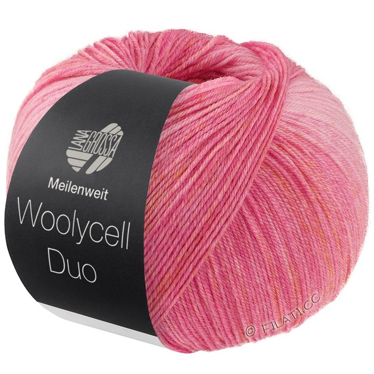 Lana Grossa MEILENWEIT 100g Woolycell Duo | 6001-rose/rose vif/orange pâle