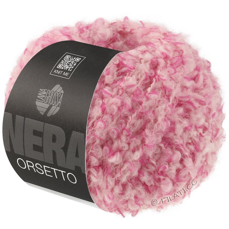 Lana Grossa ORSETTO Moulinè (Nera) | 101-rose vif/écru