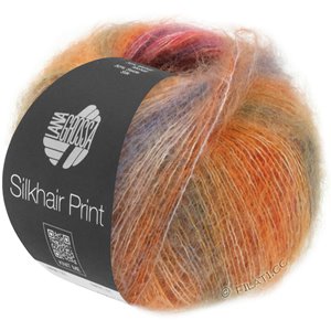 Lana Grossa SILKHAIR PRINT | 406-saumon/violet rouge/jean/taupe/rouille