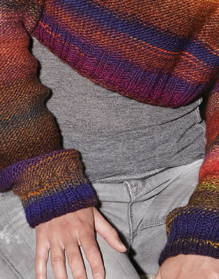 Lana Grossa PULL COURT RAGLAN EN JERSEY ENVERS Cinque Multi