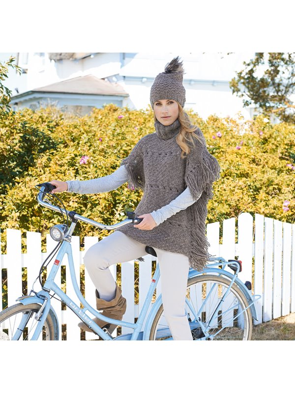 Lana Grossa PONCHO EN MOTIF DAMIER ET MOTIF À MAILLES LÂCHÉES Yak Merino