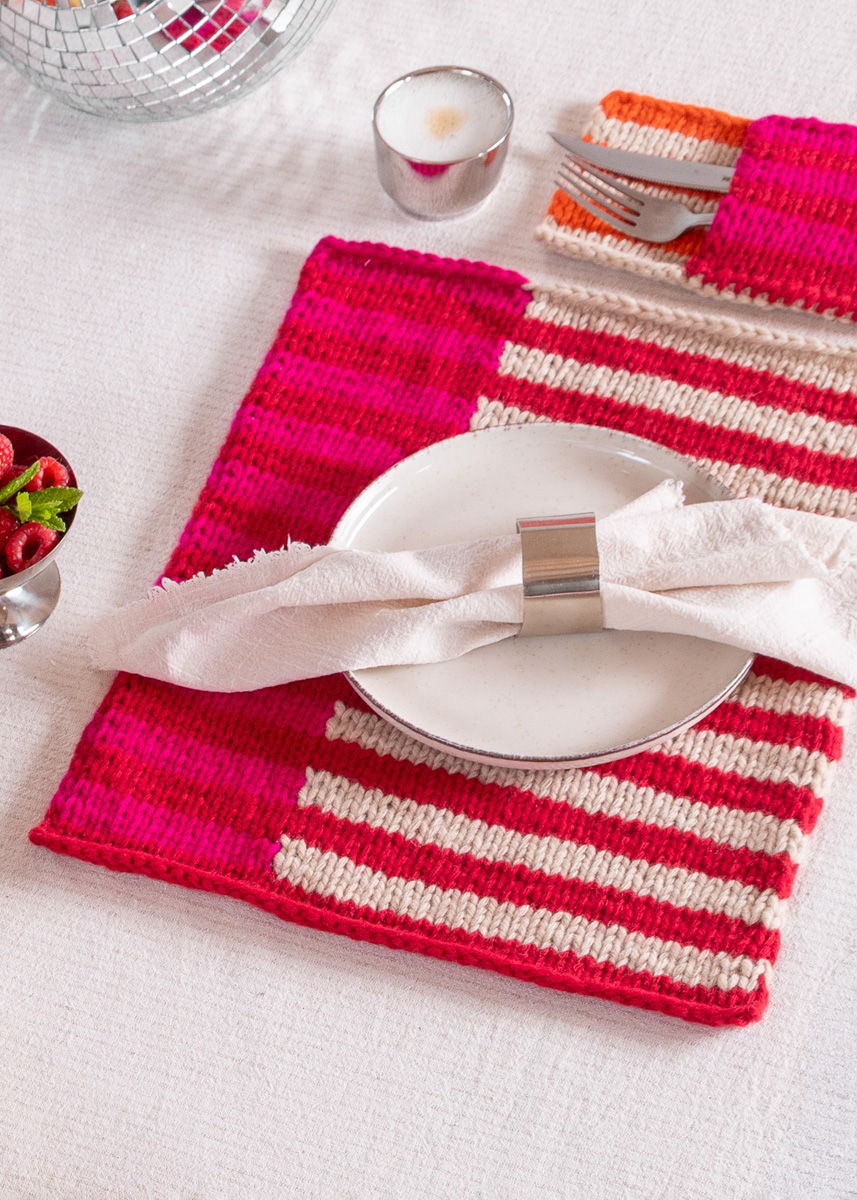 SET DE TABLE 3 COULEURS Merino Cardato de FILATI Studio