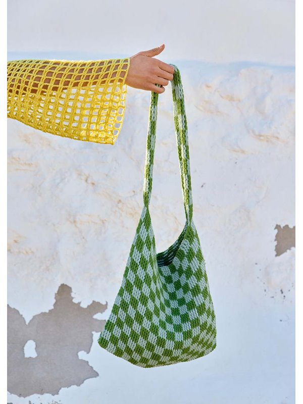 Lana Grossa CABAS EN MOTIF A CARREAUX EN BRIDES RELIEF Promessa