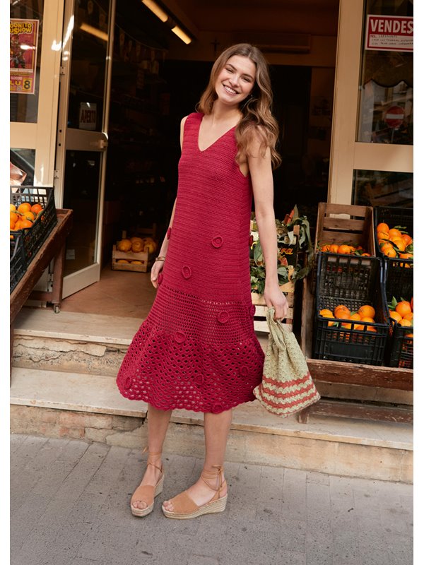 Lana Grossa ROBE EN BRIDES ET MOTIF D’ARCEAUX AJOURÉ AVEC ROSETTES Tessera