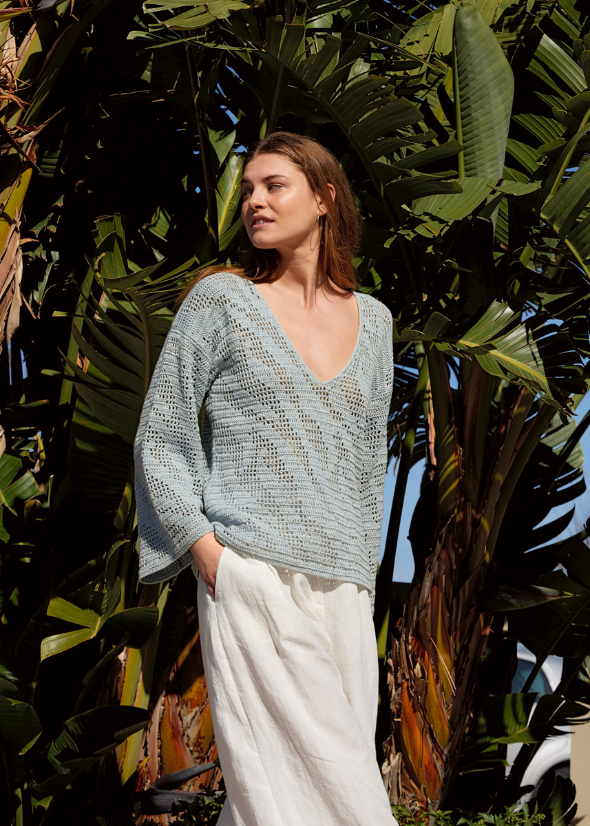 Lana Grossa PULL EN V EN MOTIF ZÉBRÉ EN FILET Summer Cashmere