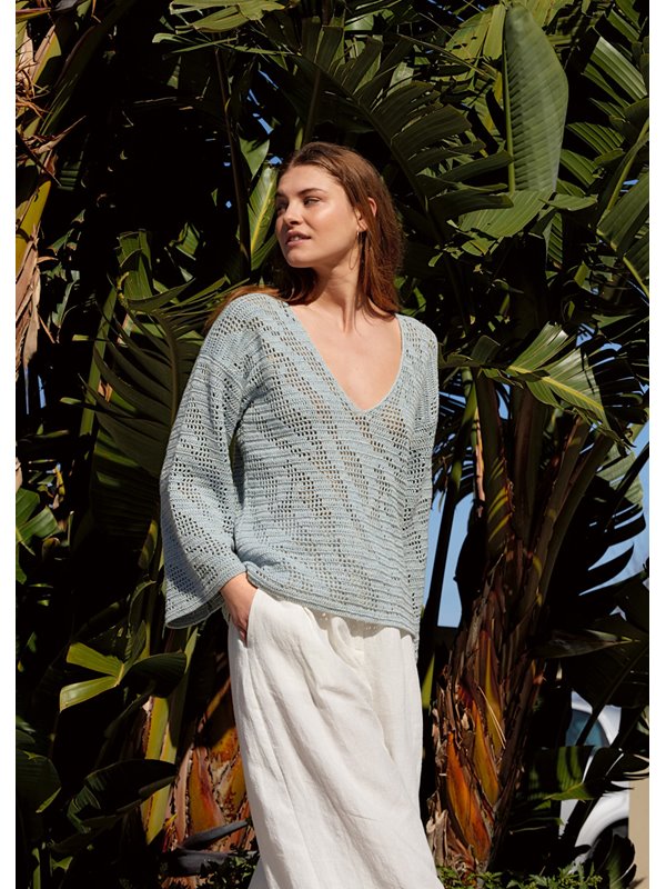 Lana Grossa PULL EN V EN MOTIF ZÉBRÉ EN FILET Summer Cashmere