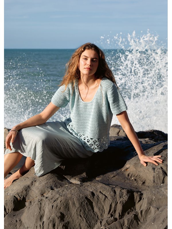 Lana Grossa HAUT EN BRIDES AVEC MOTIF D’ARCEAUX AJOURÉ DANS LE BAS Gioia