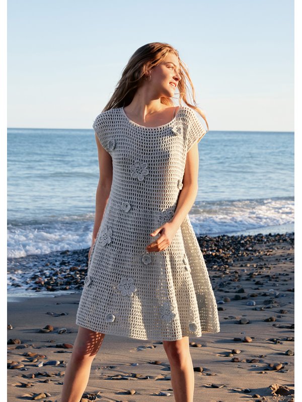Lana Grossa ROBE EN MOTIF FILET AVEC FLEURS Cotonella