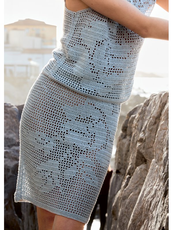 Lana Grossa JUPE EN FILET AVEC MOTIFS DE ROSES Solo Lino