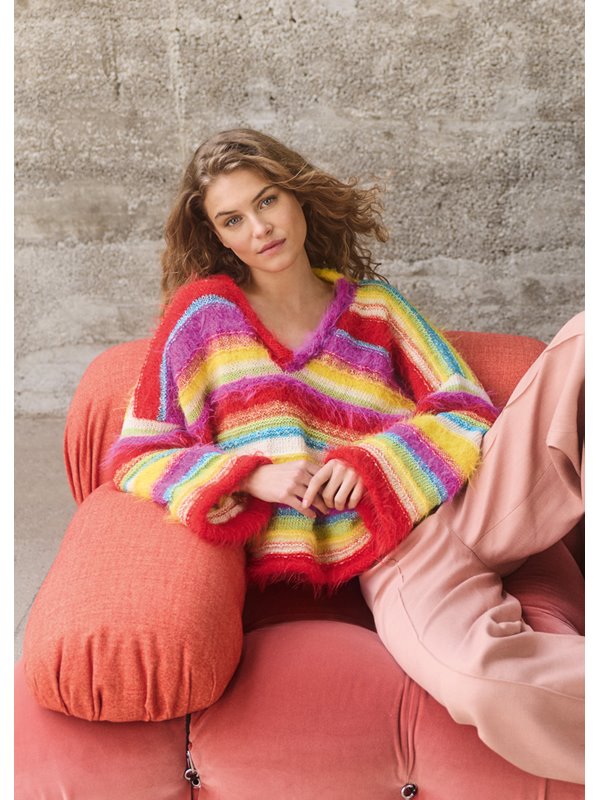 Lana Grossa PULL RAYÉ À DÉCOLLETÉ EN V Basta, Bottoni & Summer Softness