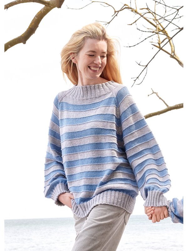 Lana Grossa TOP-DOWN PULL À RAYURES Cool Wool Big Mélange