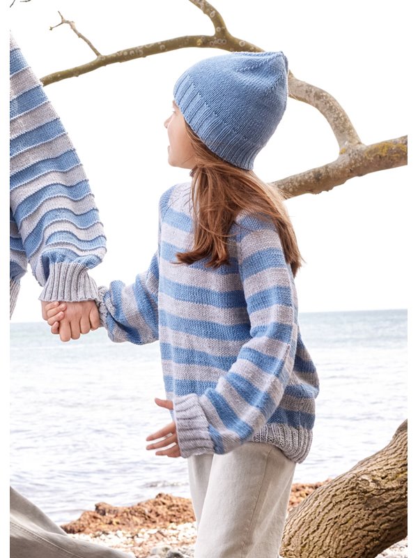 Lana Grossa TOP-DOWN PULL RAYÉ ENFANT Cool Wool Big Mélange