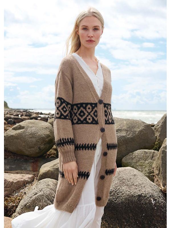Lana Grossa CARDIGAN LONG Natural Lama Chunky