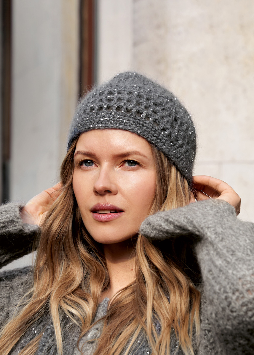BONNET EN MOTIF QUADRILLÉ Filo di Gio & Glamour de Lana Grossa