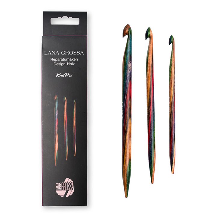 Lana Grossa Ensemble de crochets de réparation design bois