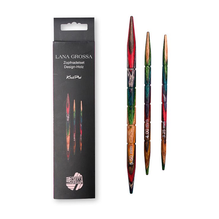 Lana Grossa Ensemble d'aiguilles à torsade en design en bois
